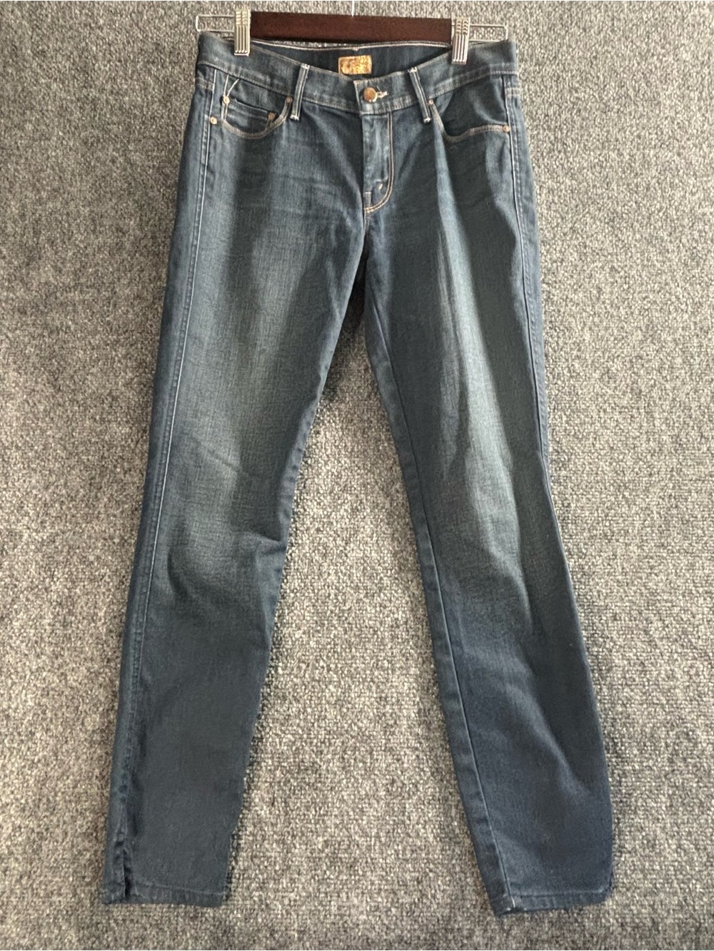 MOTHER the vamp Skinny Jeans in Dark Blue Denim